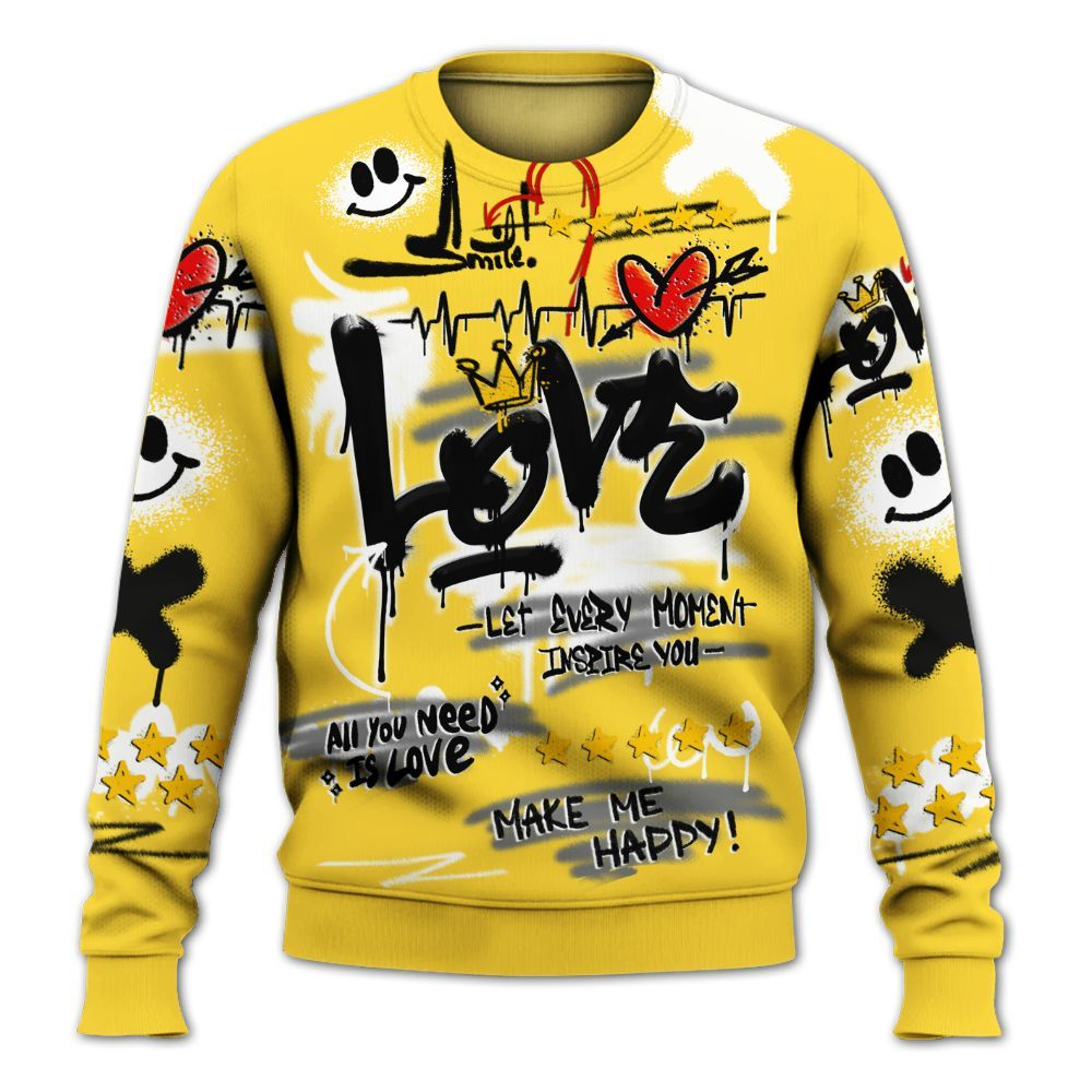 Sweatshirt To Match Mid New Love 2025 1s - Happy Love Beats Graffiti All Over Print