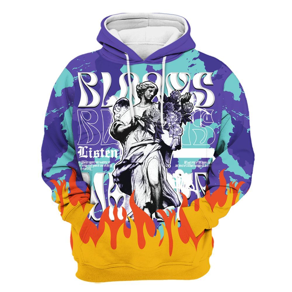 Hoodie To Match Low Hornets 1s - Blooms Whisper Retro All Over Print