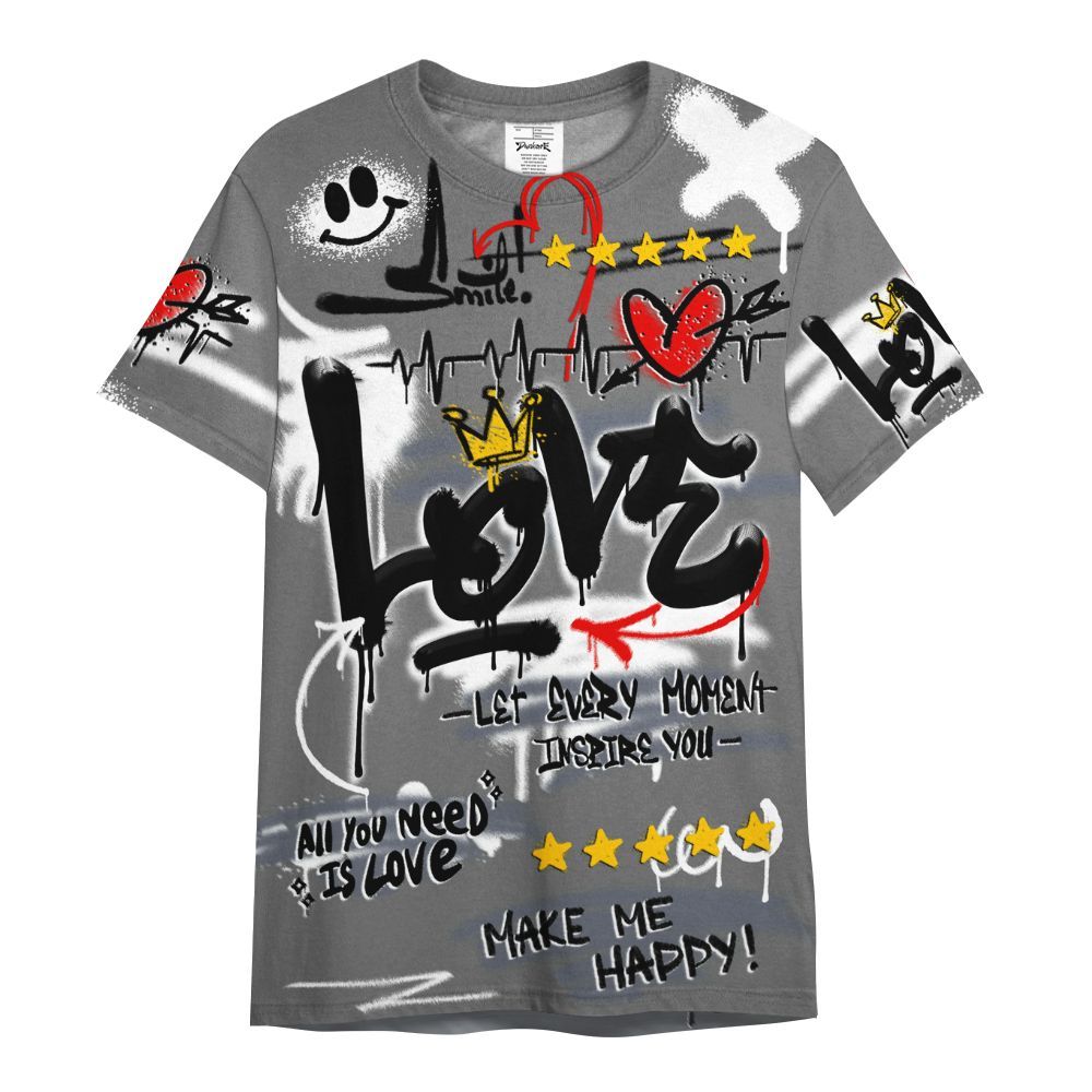 Shirt To Match Cool Grey 6s - Happy Love Beats Graffiti Streetwear All Over Print