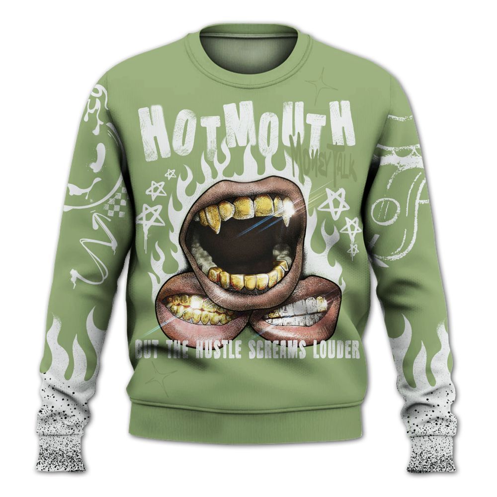 Sweatshirt To Match Oil Green 4s - Mouth Burning Street Style All Over Print