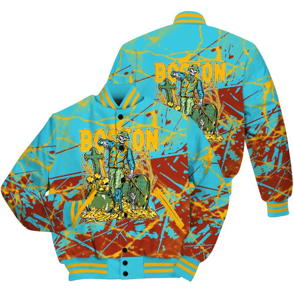 Varsity Jacket To Match SB Dunk Di'Orr Greenwood Shirt - Goldrush Skeleton Profound All Over Print