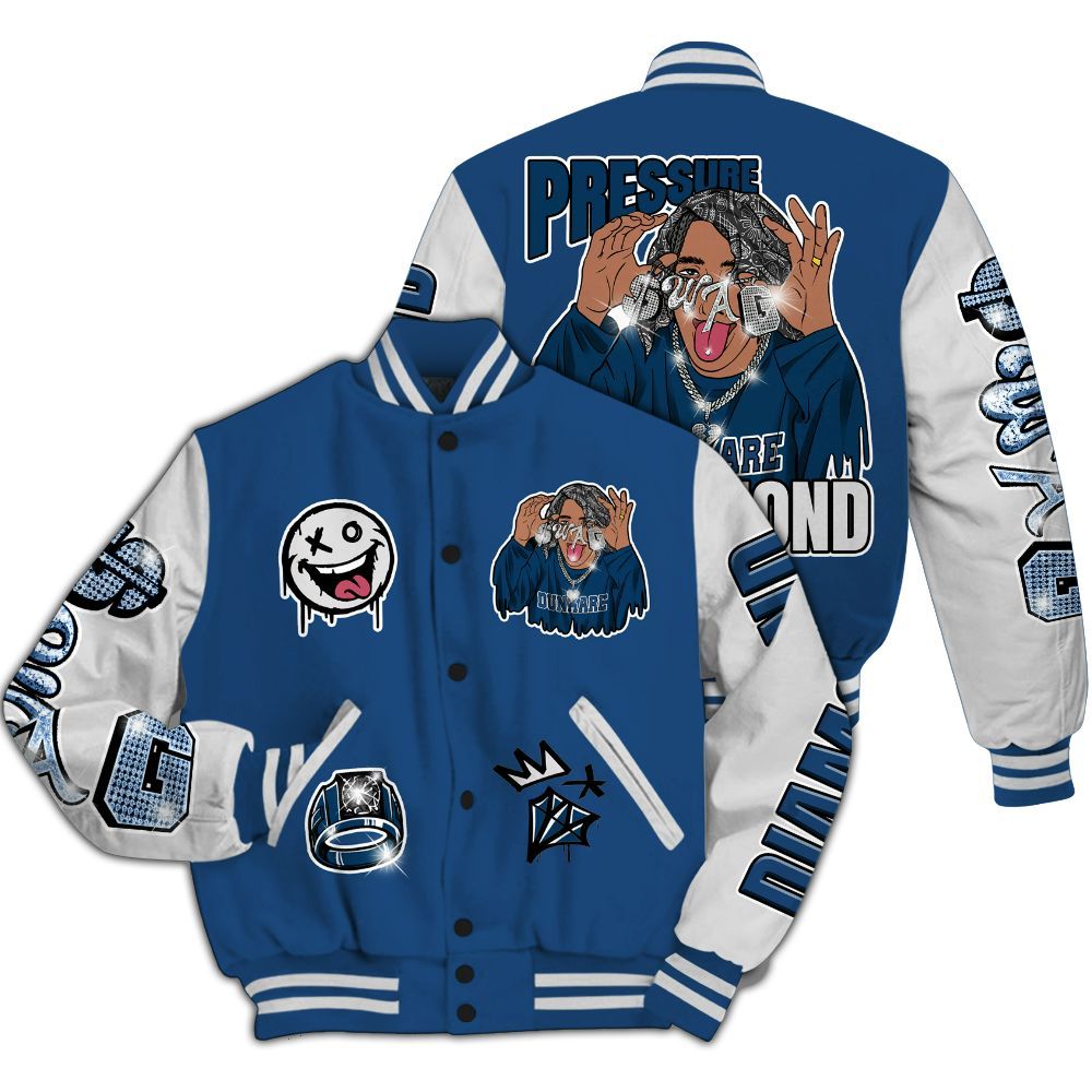 Varsity Jacket To Match High OG Midnight Navy 1s - Pressures Makes Varsity Jacket To Match All Over Print