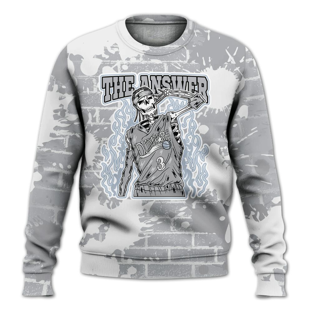 Sweatshirt To Match Low OG Wolf Grey 1s - Allen Answer Skeleton Brick All Over Print