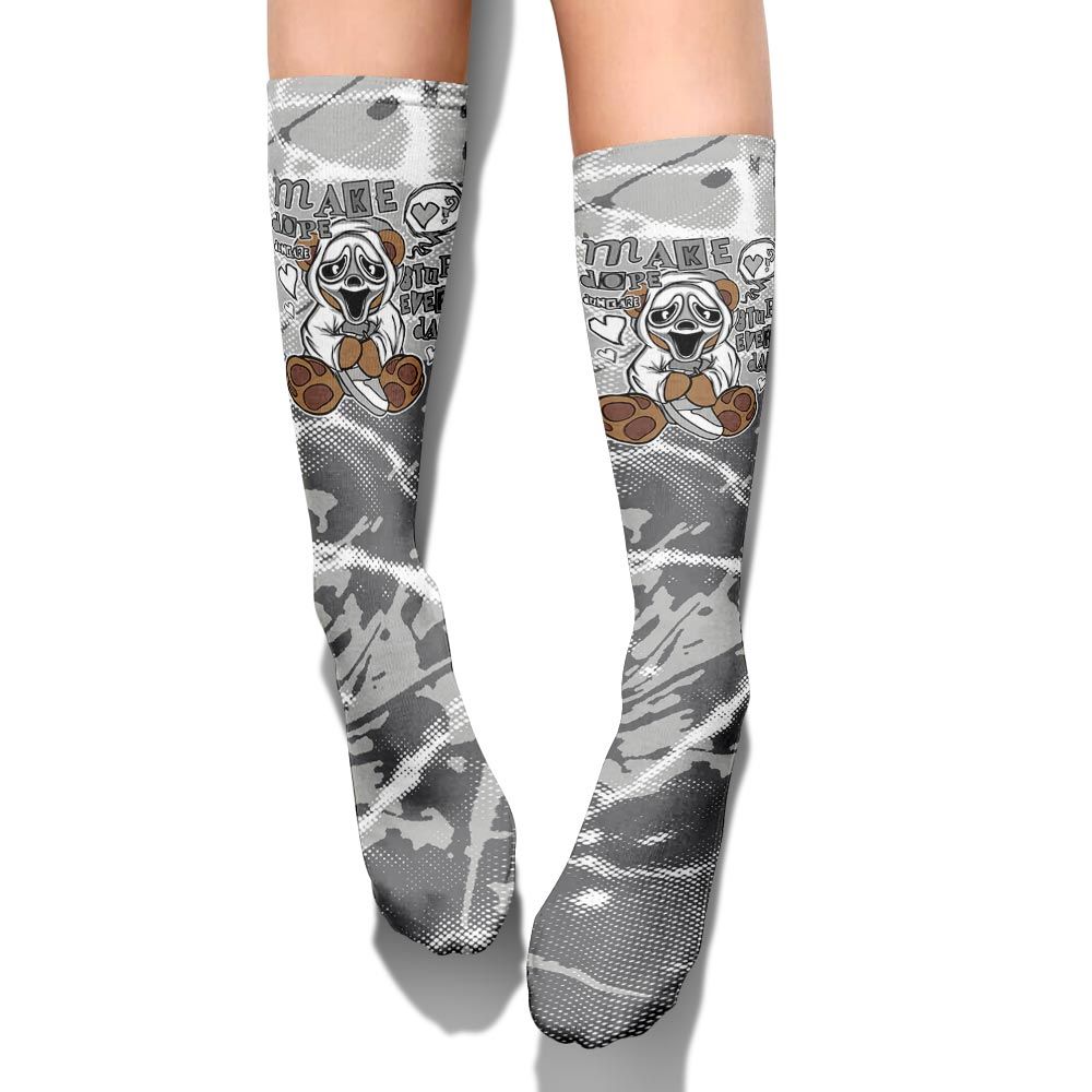 Sock To Match Retro Wet Cement 4s - Make Dopes Bear Halloween Profound