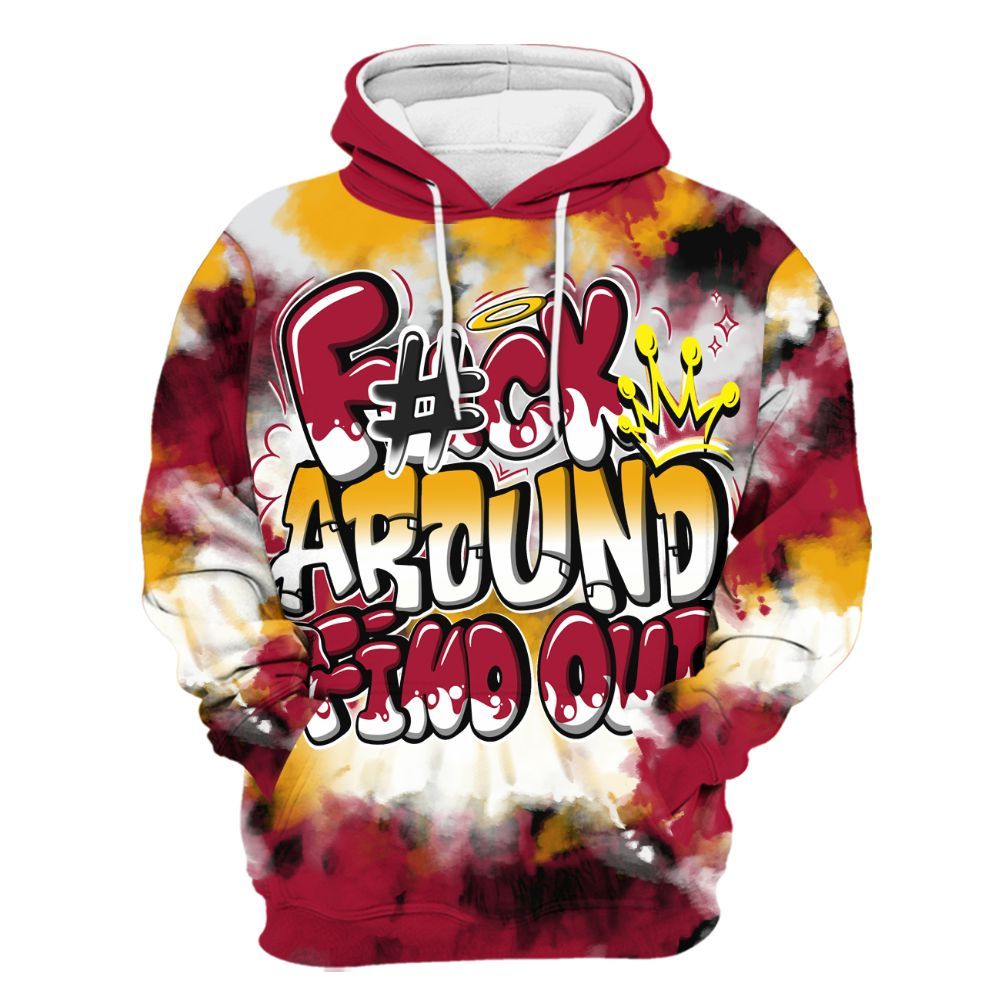 Hoodie To Match Cardinal 7s - Tie Dye FK Around Find Out All Over Print