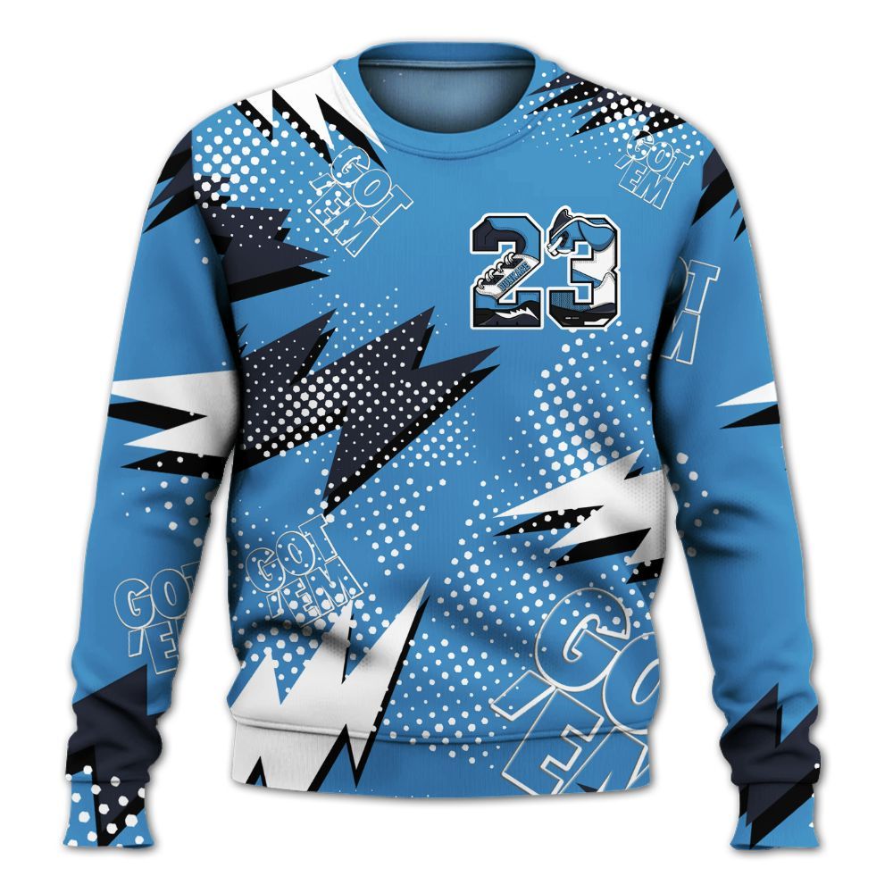 Sweatshirt To Match Low OG Obsidian 1s - Custom Name Number 23 5s All Over Print