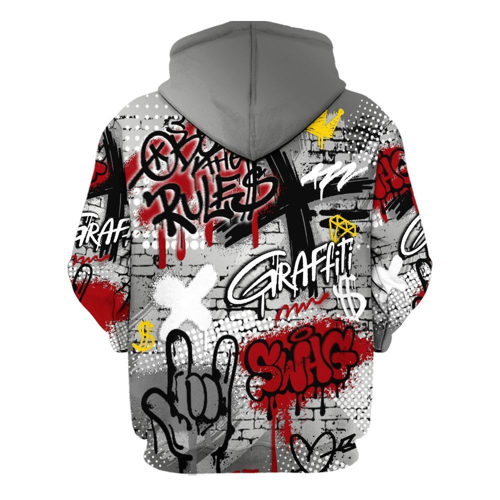 Hoodie To Match Metallic Silver 14s - True It Real Graffiti Streetwear All Over Print