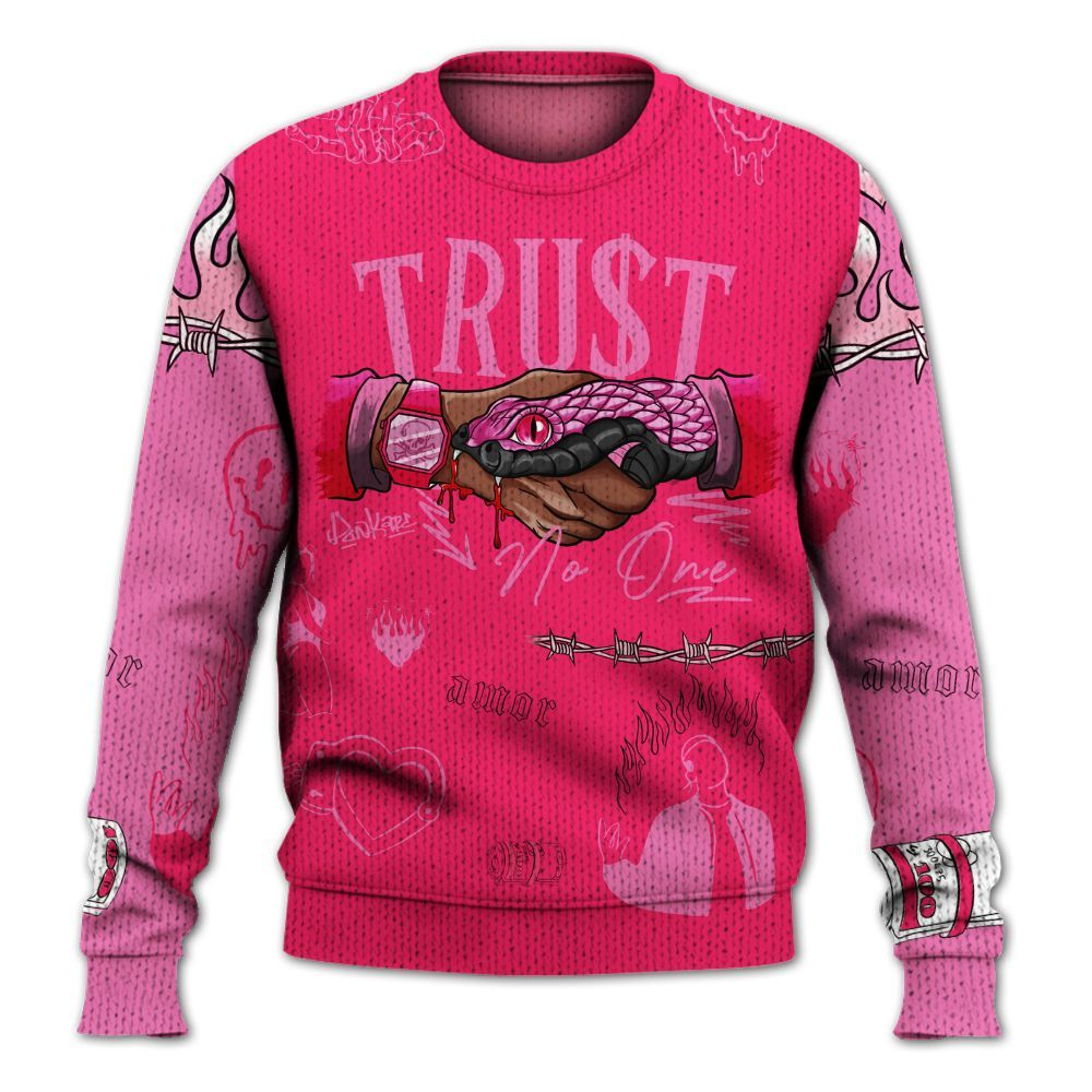 Knitted Sweater To Match Air VaporMax Plus Triple Pink - Snake Trust No One