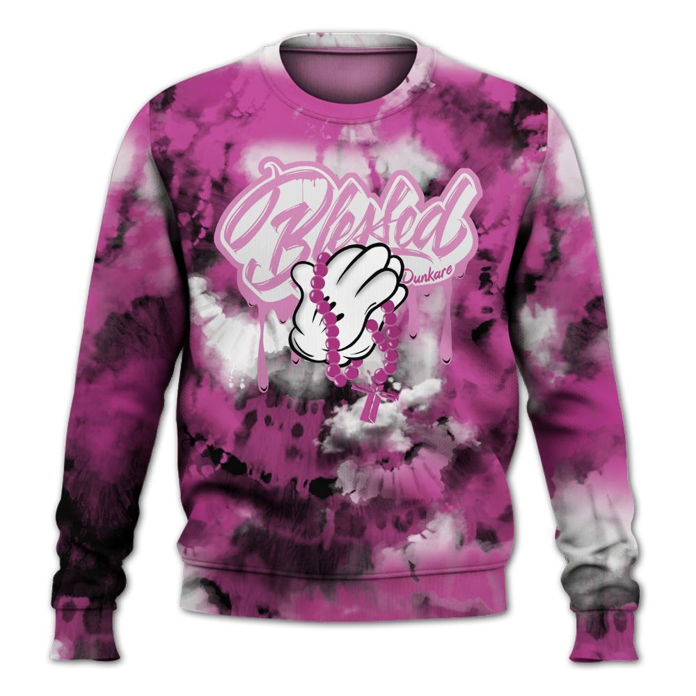 Sweatshirt To Match Dunk Low Active Fuchsia - God Blessed Tie Dye All Over Print