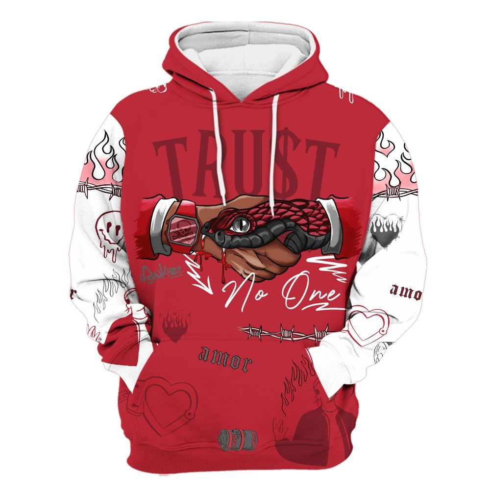 Hoodie To Match Red Flint 13s - Snake Trust No One All Over Print