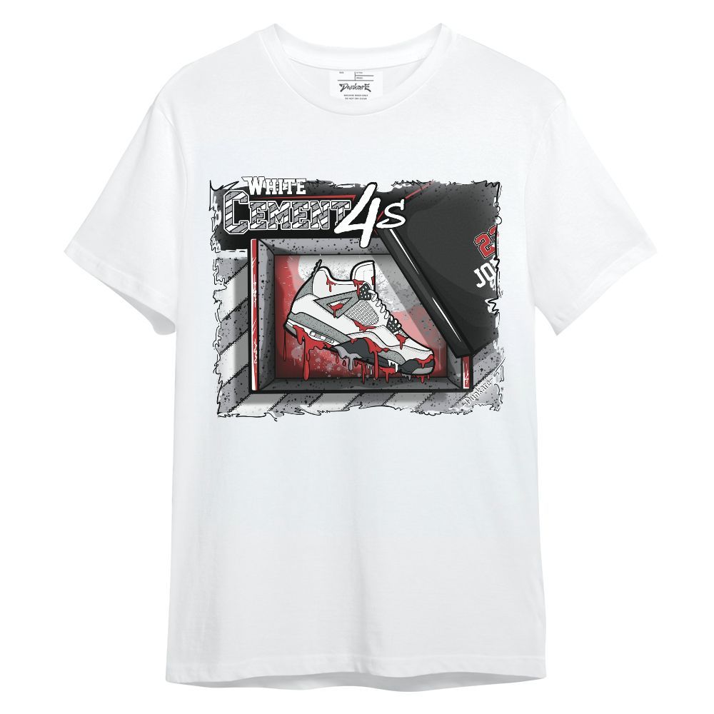 Shirt To Match White Cement 4s - Sneaker Box Drip Graphic