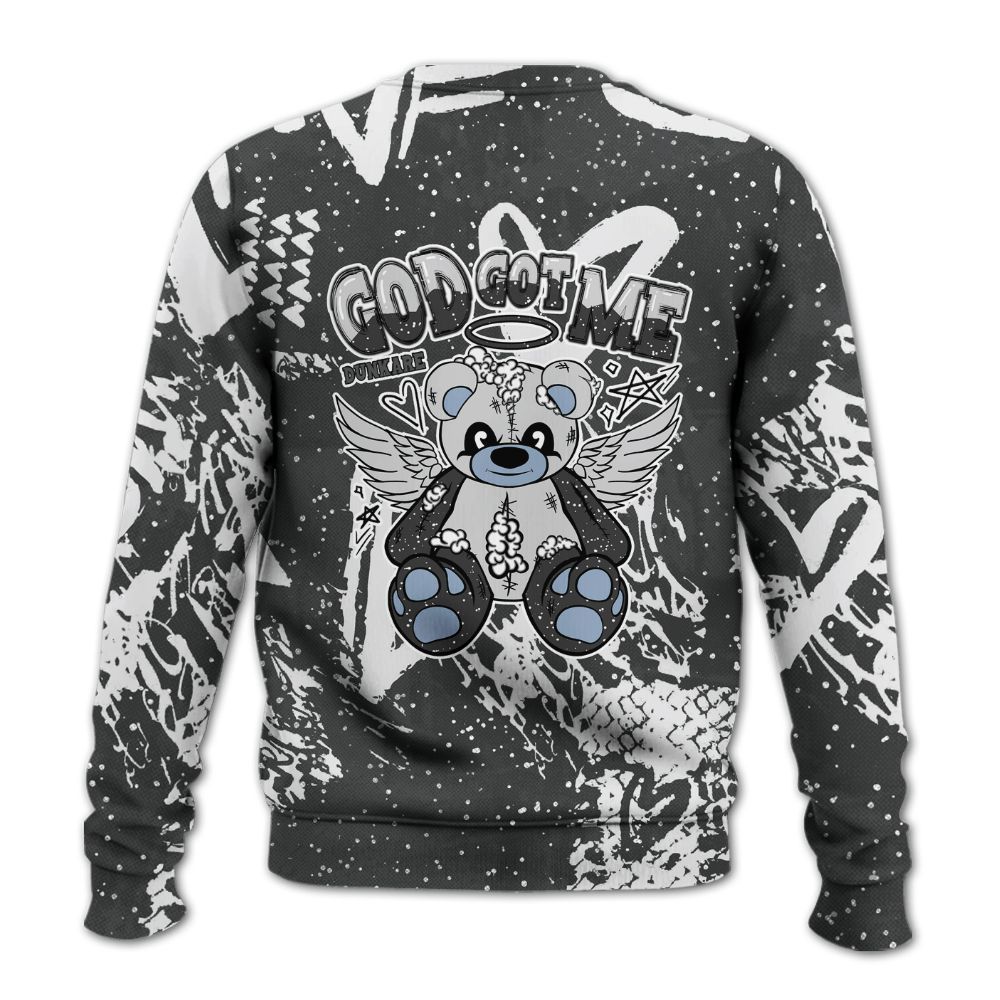 Sweatshirt To Match Reverse Black White 6s - Gods Guides Me Bear Heart Grunge All Over Print