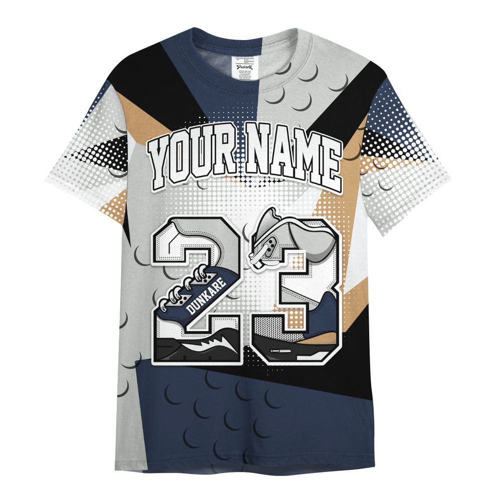 Shirt To Match Low Navy Grey Gum 1s - Custom Name 23 5s All Over Print