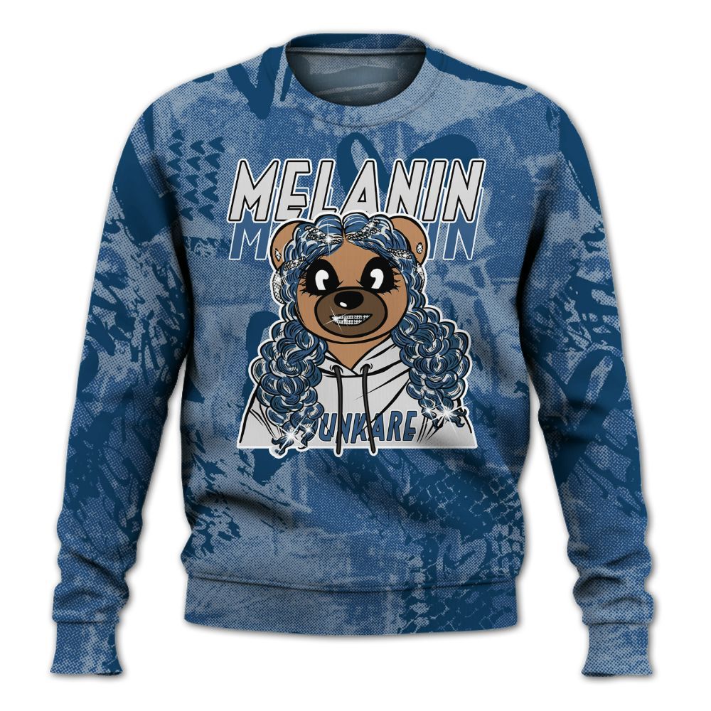 Sweatshirt To Match High OG Midnight Navy 1s - Pigments Bear Heart Grunge All Over Print