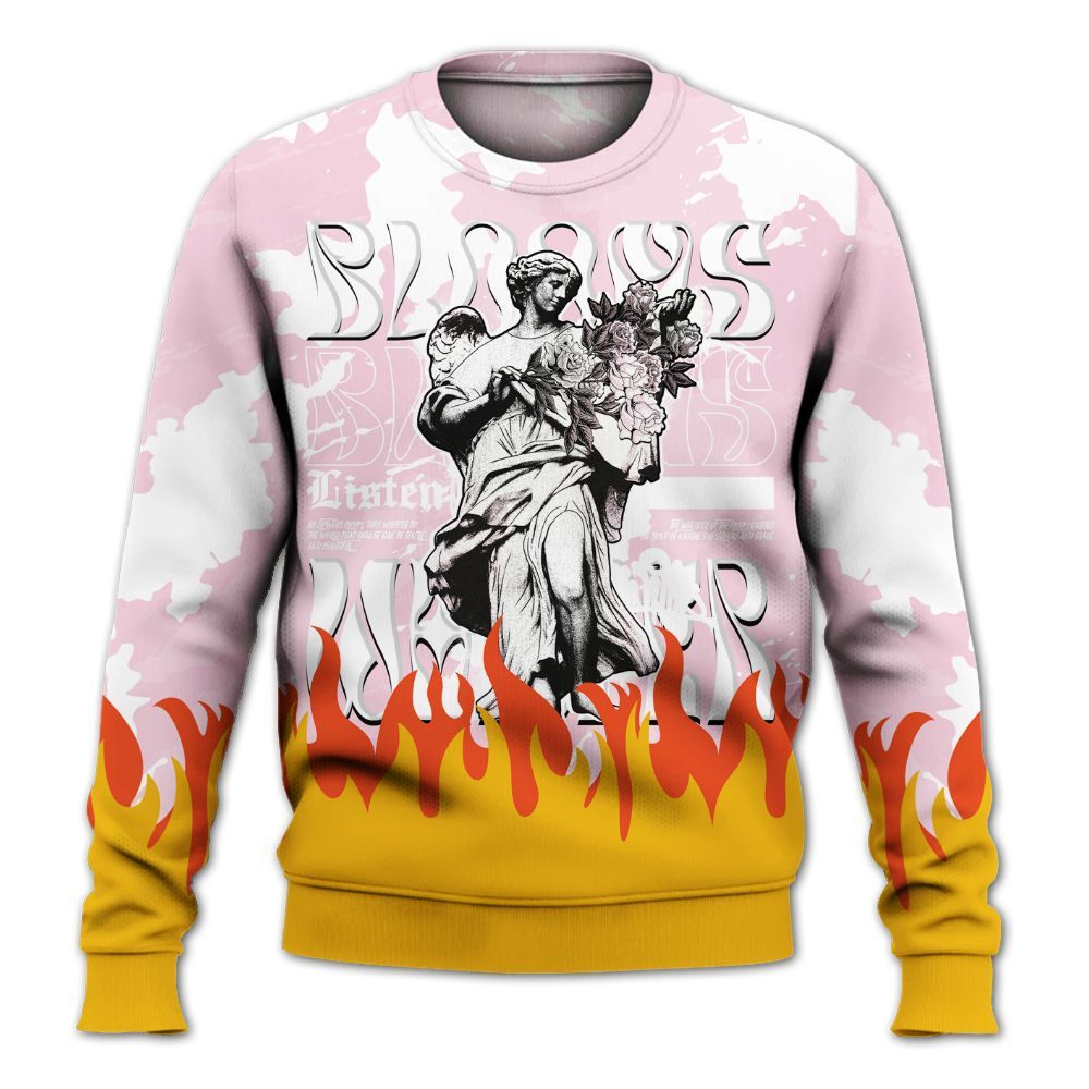 Sweatshirt To Match Orchid 4s - Blooms Whisper Retro All Over Print