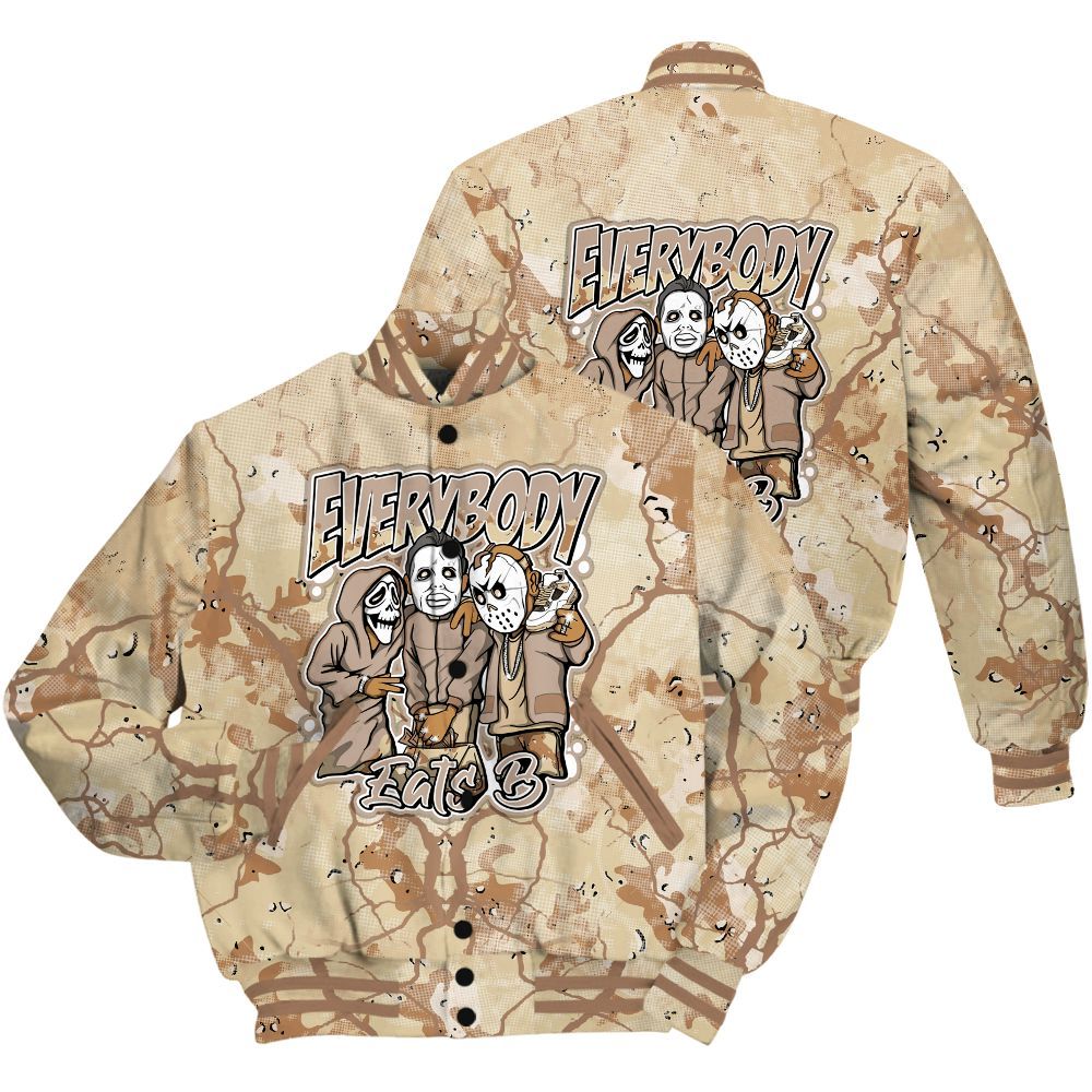 Varsity Jacket To Match Desert Camo 3s Shirt - Everybody Eatin B Graphic Halloween All Over Print