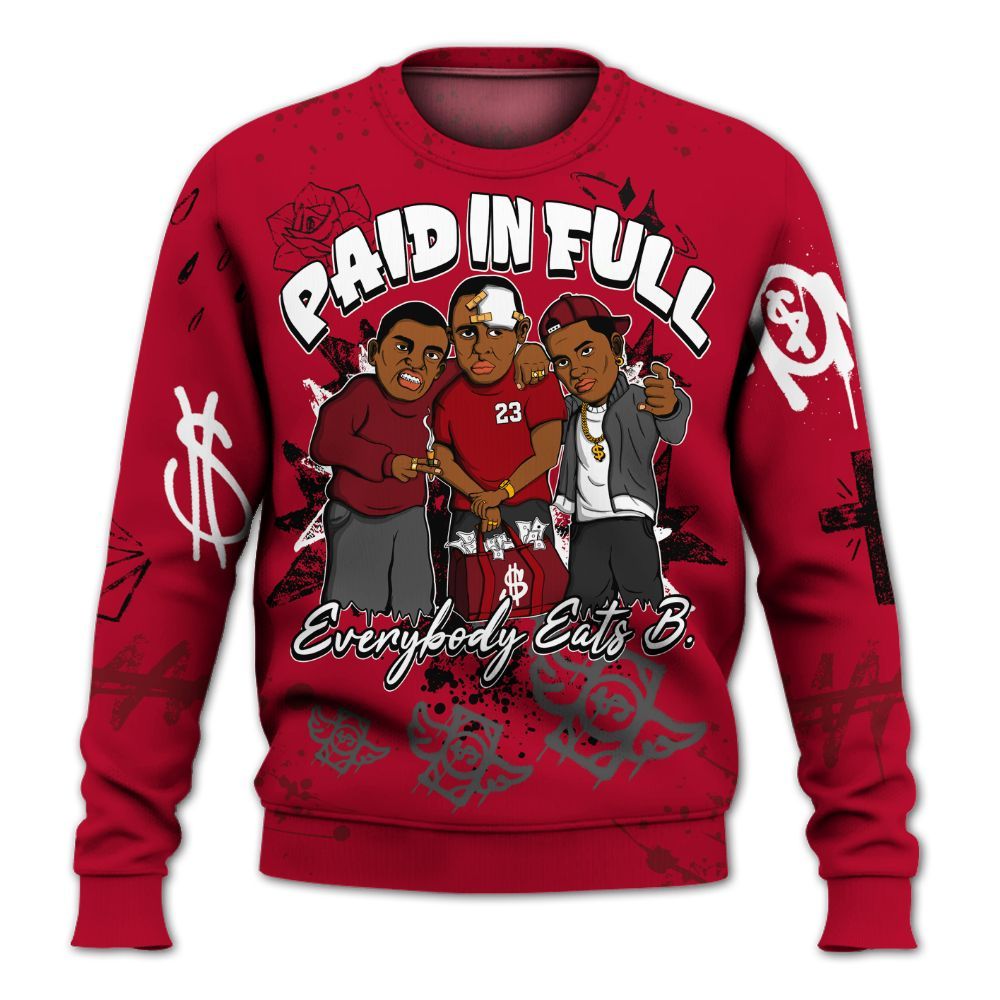 Sweatshirt To Match Air Foamposite Pro Gym Red - Everybody Paid In Full Crayon All Over Print