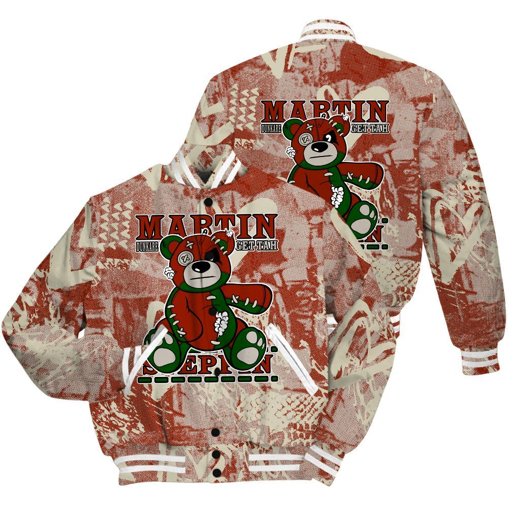 Varsity Jacket To Match El Grito 5s Shirt - Tah Steppin Bear Heart Grunge All Over Print