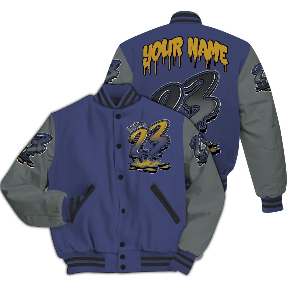 Varsity Jacket To Match Lakeshow 4s - Custom Name 23 Drip All Over Print