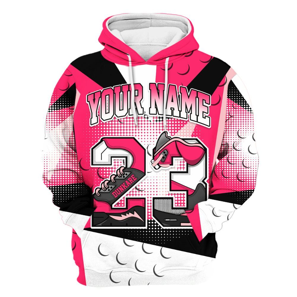 Hoodie To Match A'One Hyper Pink Shirt, Poly Custom Name Number 23 5s All Over Print