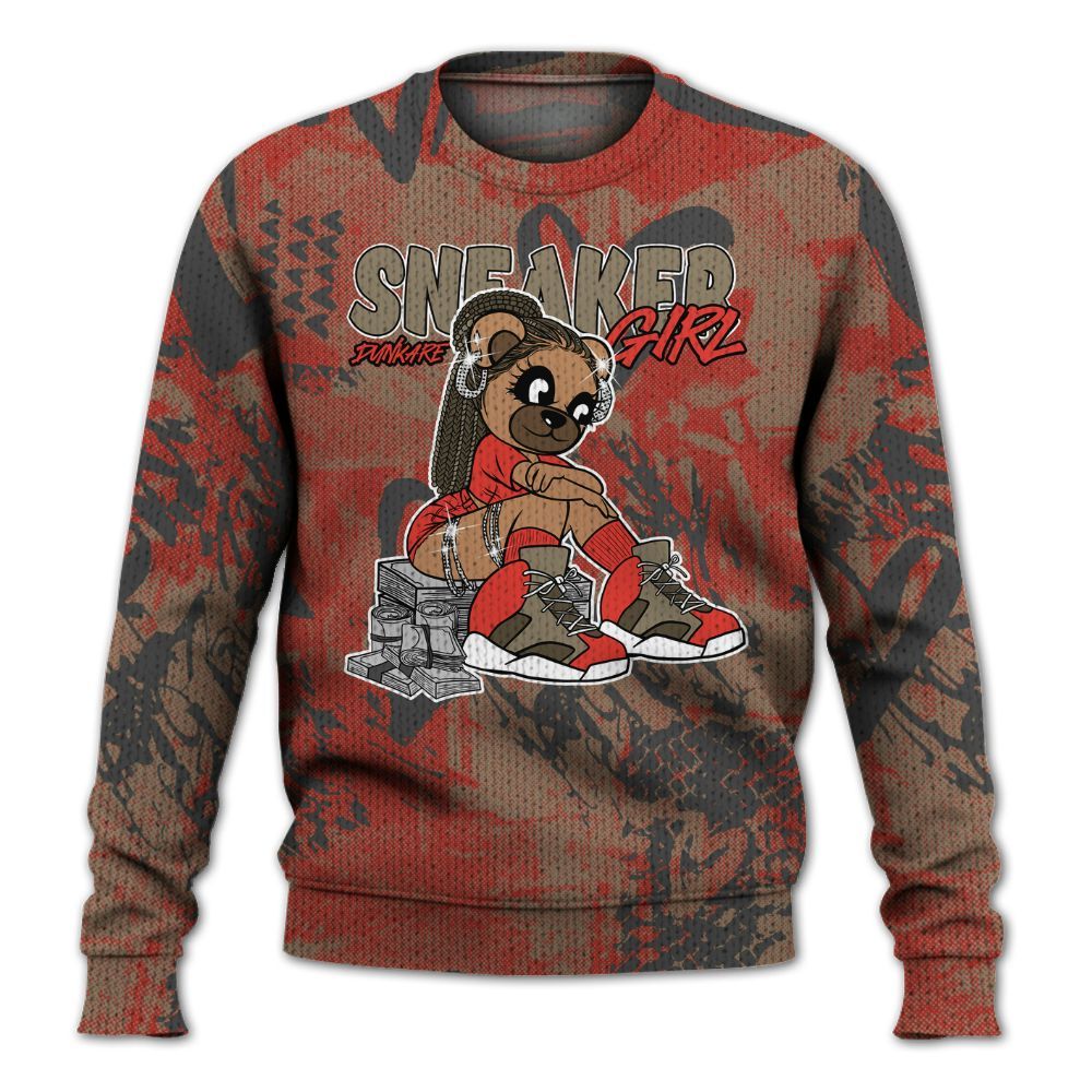 Knitted Sweater To Match Olive 9s - Sneaker Girl Bear Heart Grunge