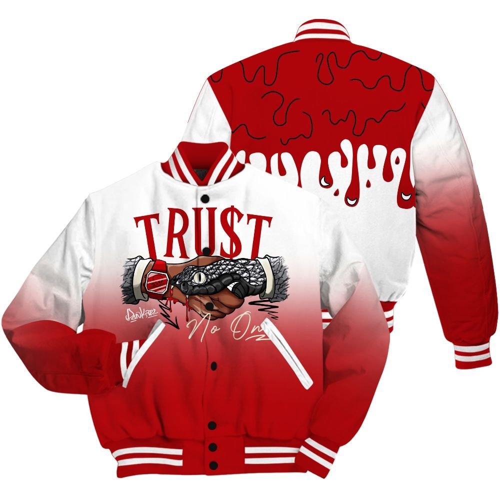 Varsity Jacket To Match Cement Grey 3s Shirt, Snake Trust No One Drip All Over Print
