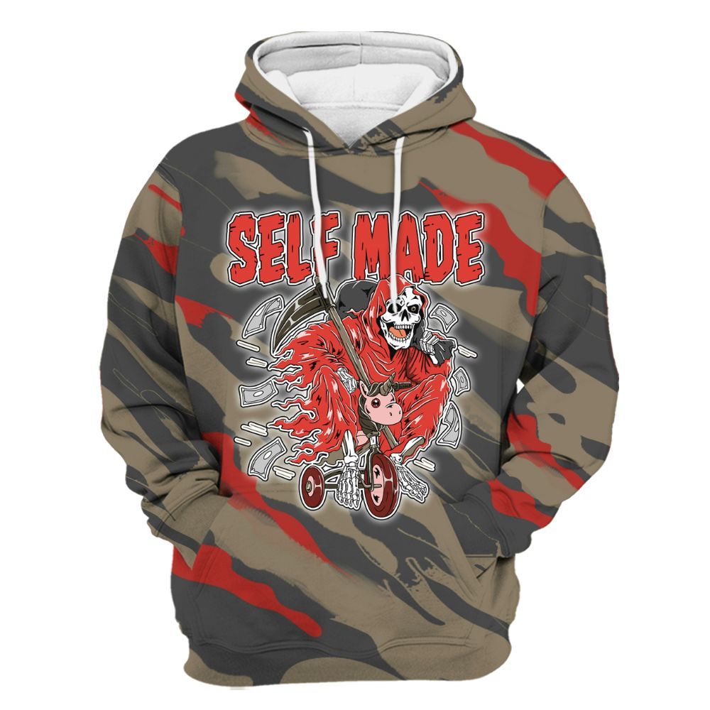 Hoodie To Match Olive 9s - Self Make Skeleton Colored All Over Print