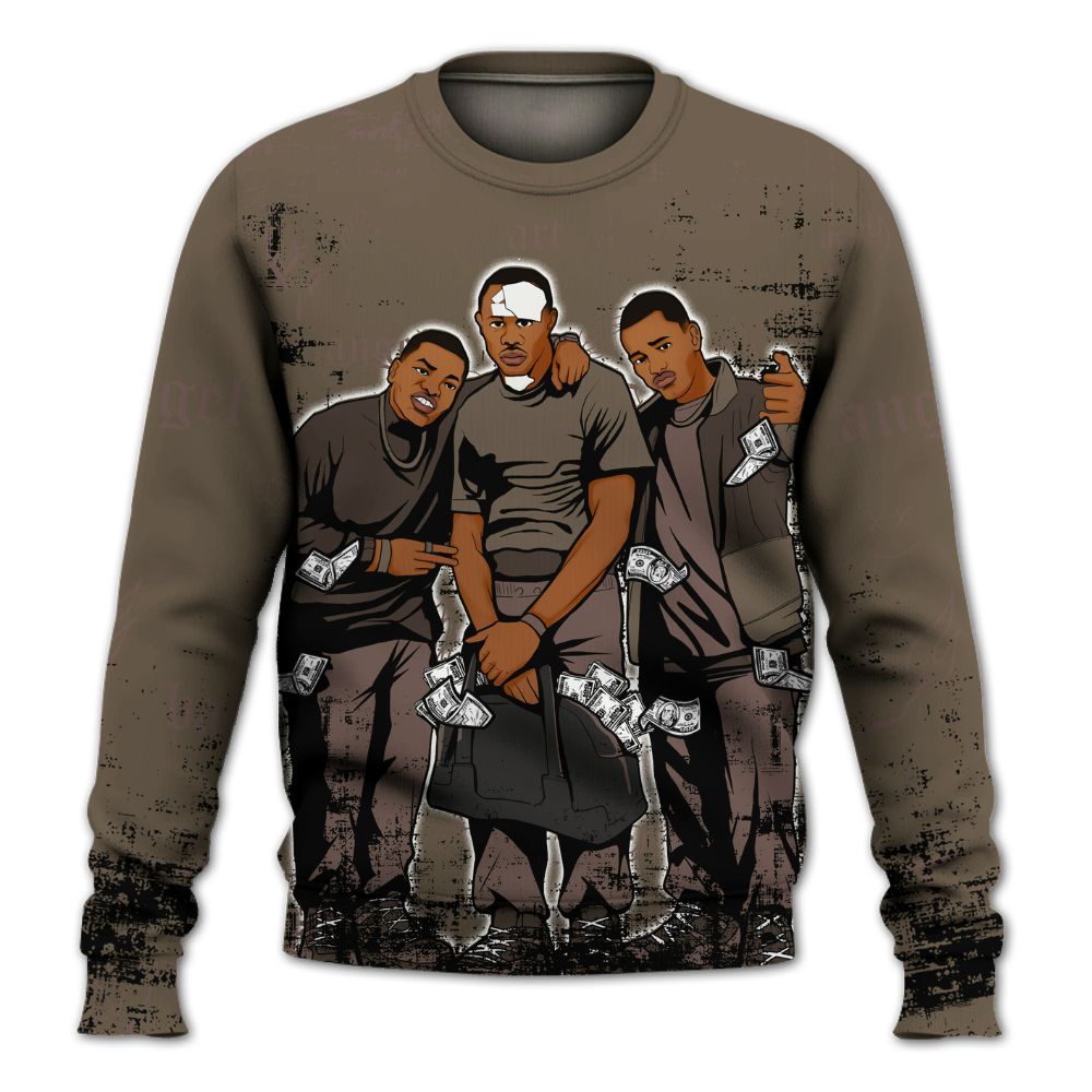 Sweatshirt To Match AMM Dark Mocha 4s - Paid In Full Money All Over Print