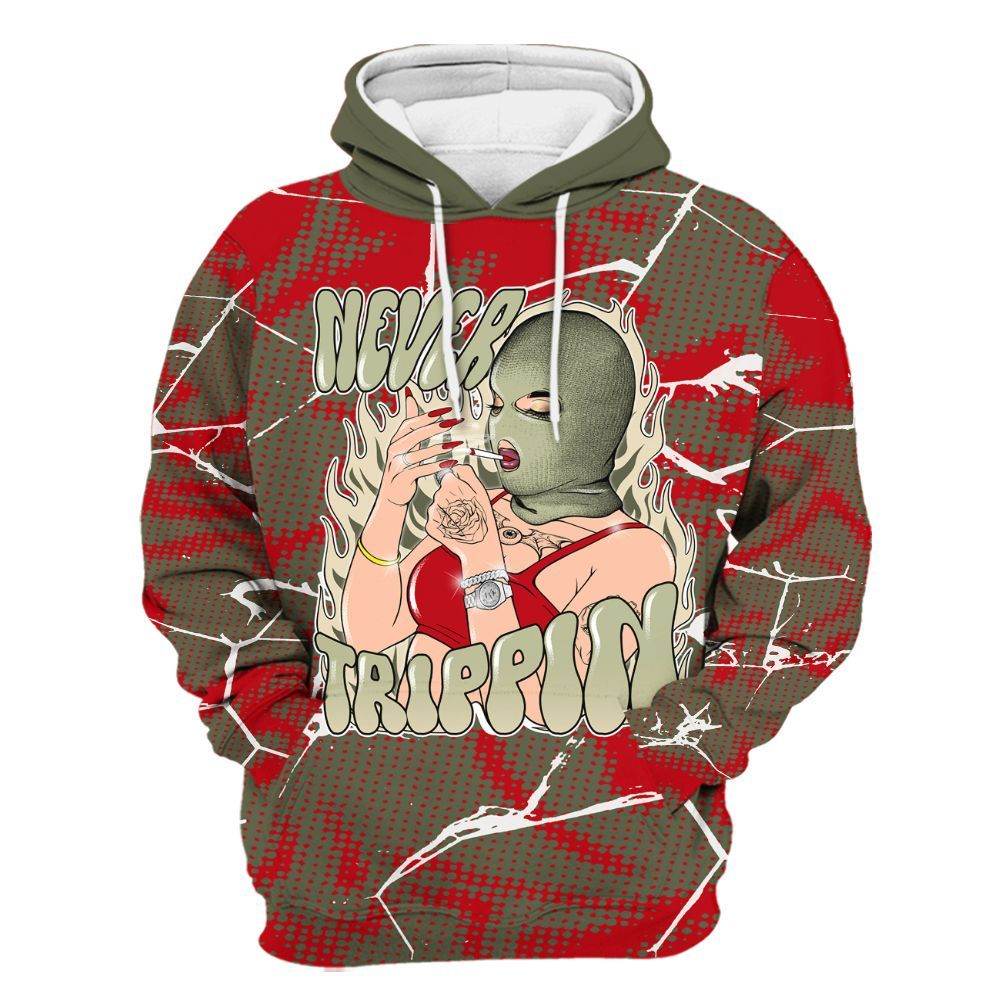 Hoodie To Match Low OG Medium Olive 1s - Ne'er Trippin' Unique Crack All Over Print