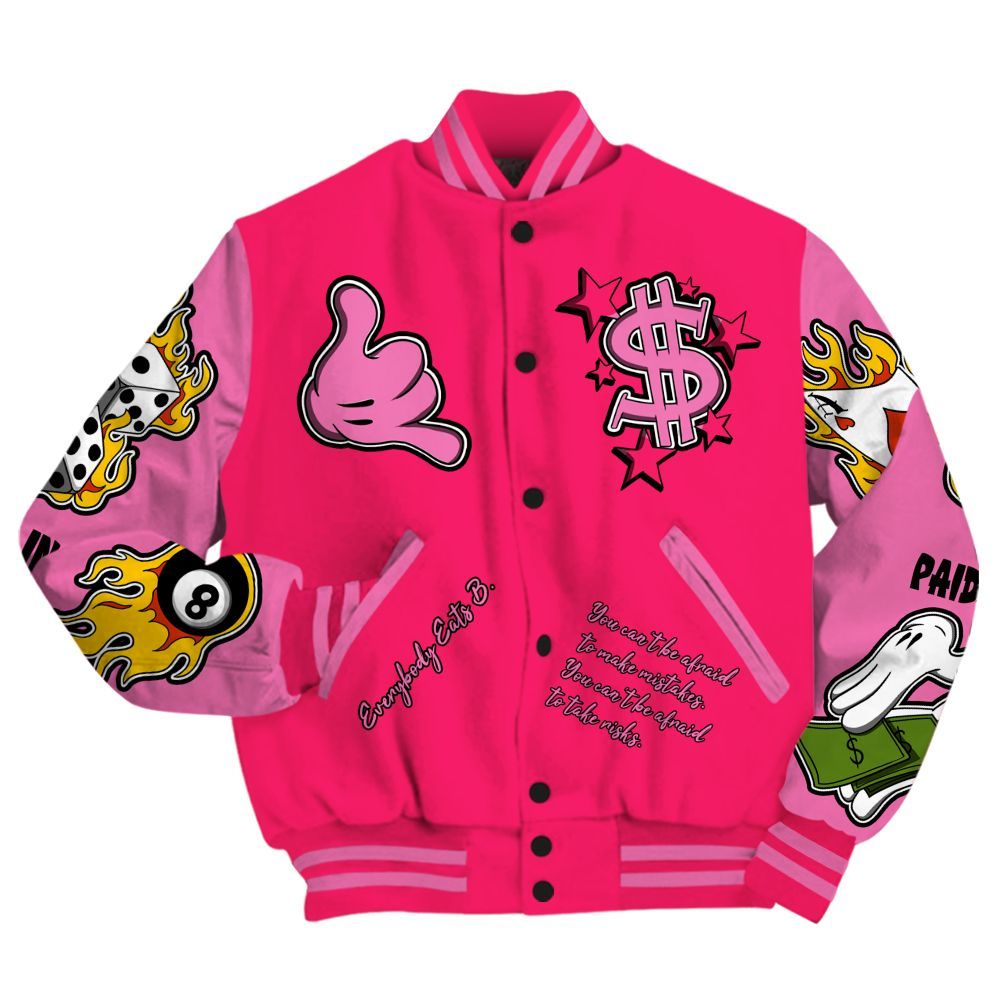 Varsity Jacket To Match Air VaporMax Plus Triple Pink - Everybody Paid In Full Graphic All Over Print