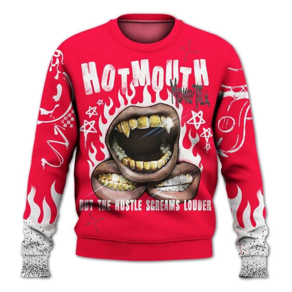 Sweatshirt To Match Retro Fire Red 3s - Mouth Burning Street Style All Over Print