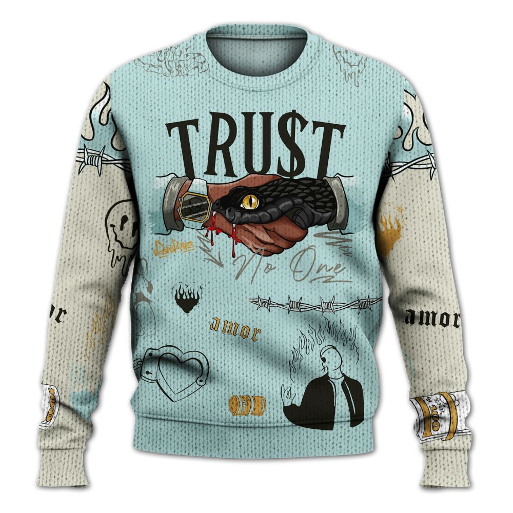 Knitted Sweater To Match Pure Platinum 4s - Snake Trust No One