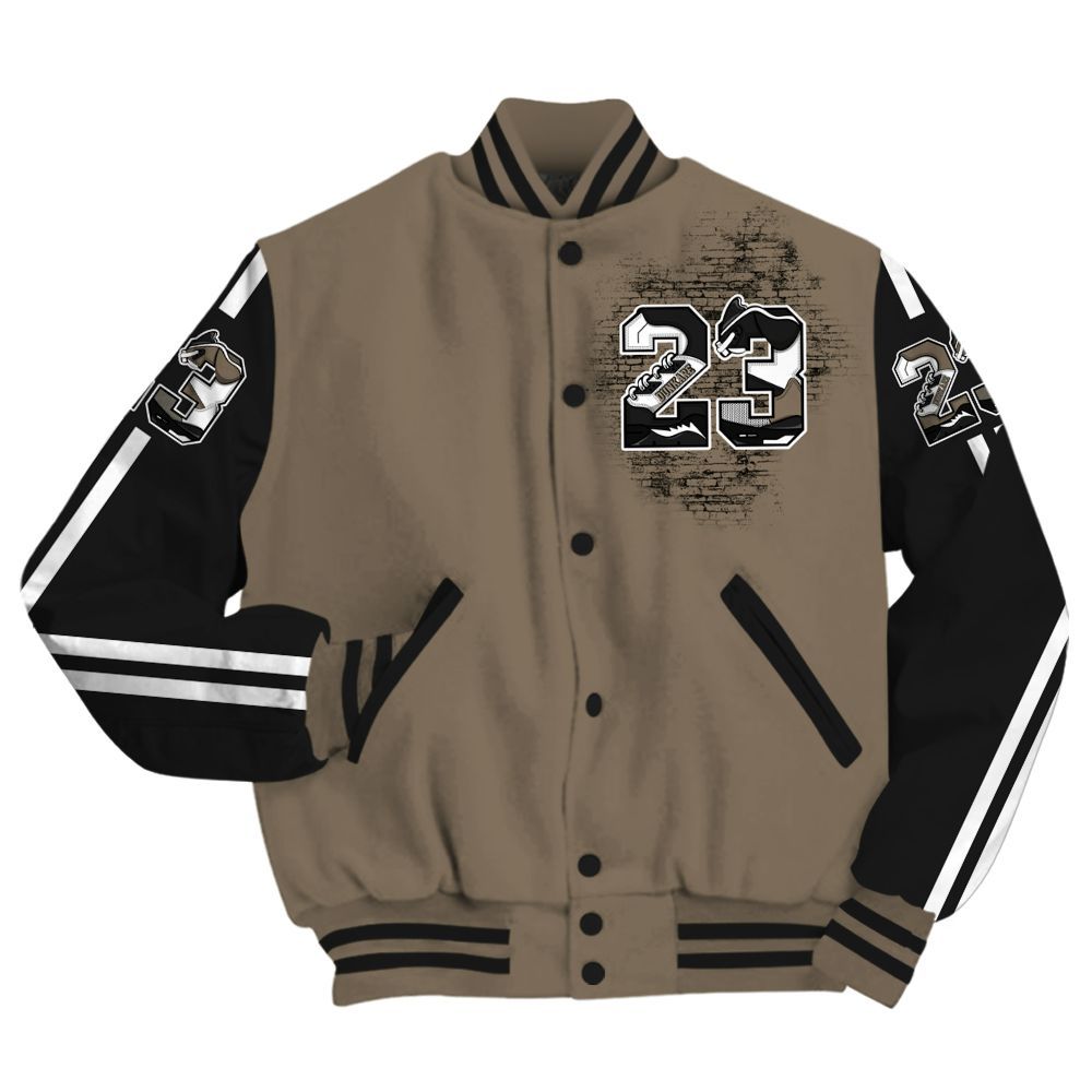 Varsity Jacket To Match Low OG Dark Mocha 1s - Custom Name Number 23 5s All Over Print