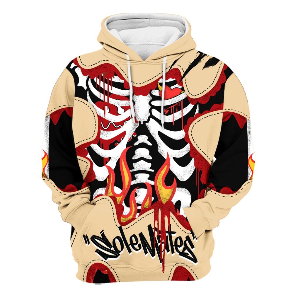 Hoodie To Match Dunk Low Strawberry Waffle - Skeleton Burning Heart Drip All Over Print