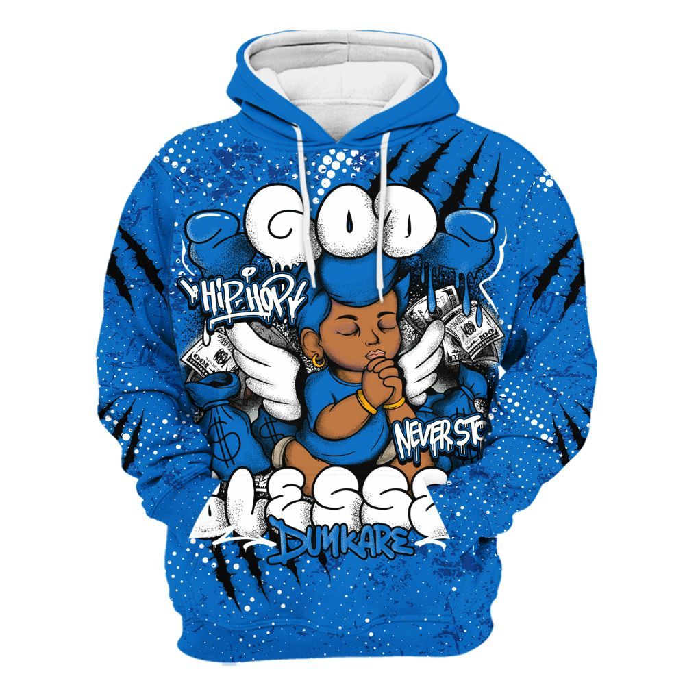Hoodie To Match Blueberry 12s - God Blessed All Over Print