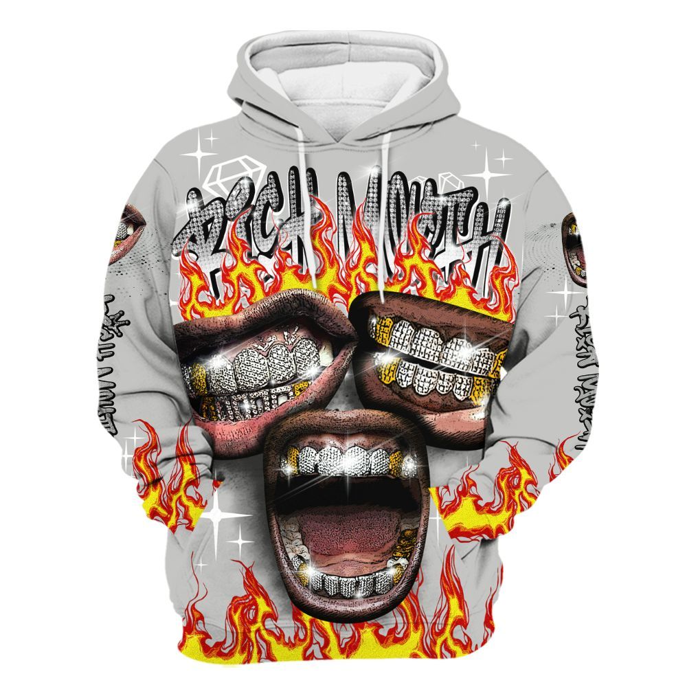 Hoodie To Match Retro White Oreo 4s - Rich Mouth Fire Rap Retro 90s All Over Print