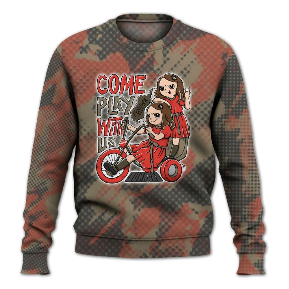 Sweatshirt To Match Olive 9s - Come Hangout Halloween Abstract Halftone All Over Print