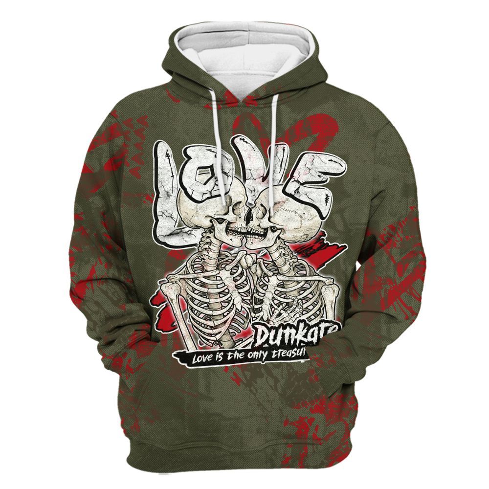 Hoodie To Match Low OG Medium Olive 1s - Skull Love All Over Print