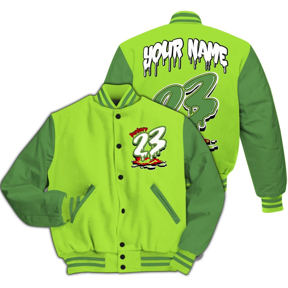 Varsity Jacket To Match Kobe 6 SE Grinch - Custom Name 23 Drip All Over Print