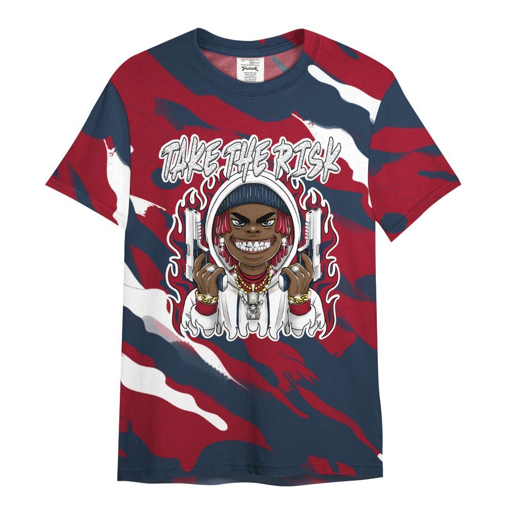 Shirt To Match White Midnight Navy 6s - Take The Risk Colored All Over Print