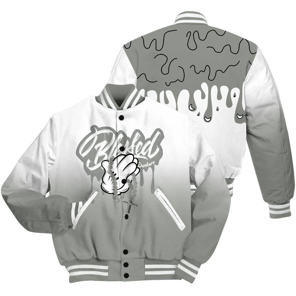 Varsity Jacket To Match Paris Cement Grey 4s Shirt, God Blessed Drip All Over Print