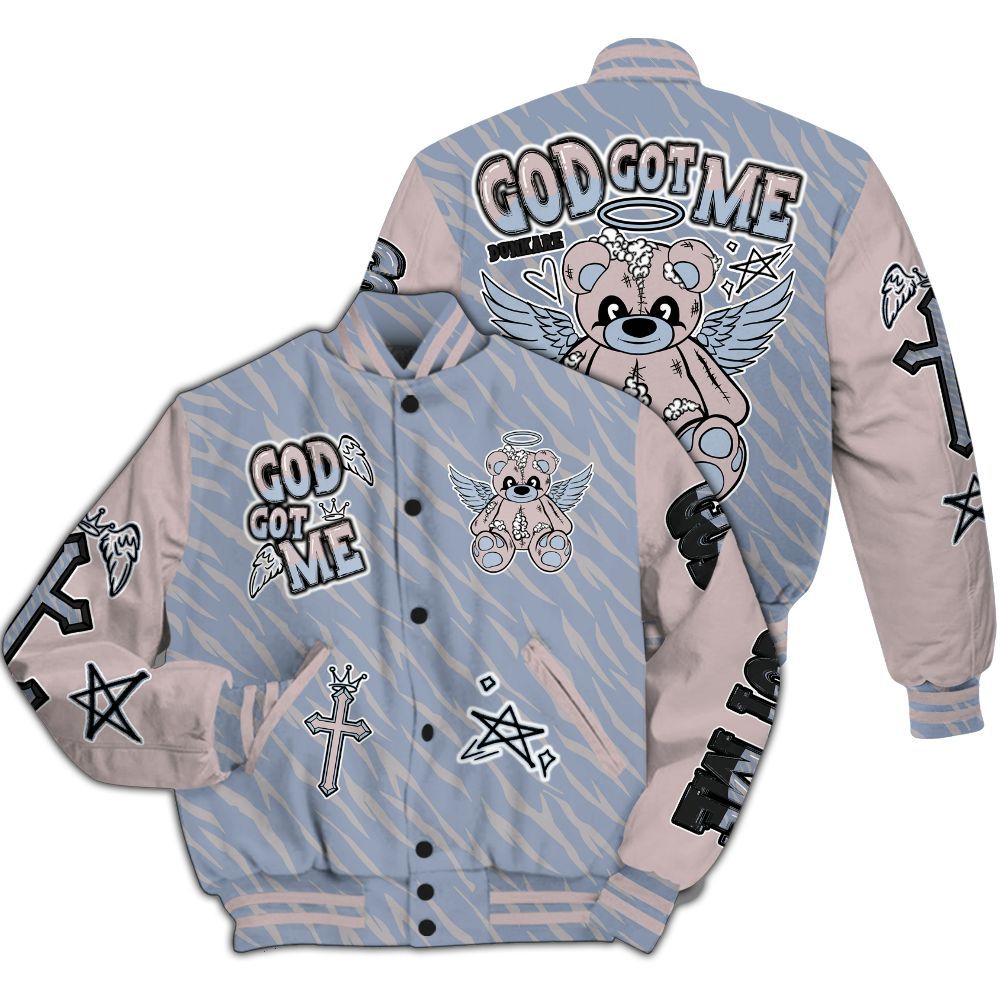 Varsity Jacket To Match Ja 2 Induction - Gods Guides Me Bear All Over Print