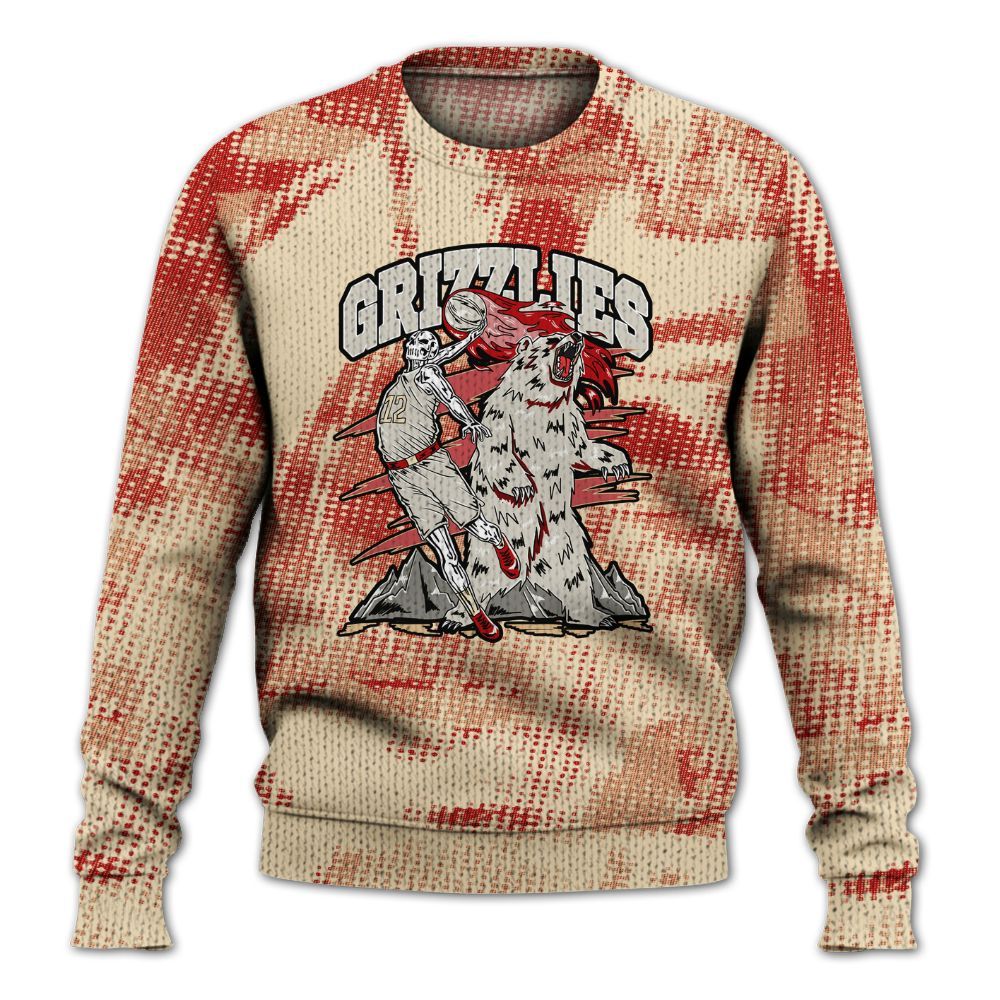 Knitted Sweater To Match Dunk Low Strawberry Waffle - Grizzly Bear Skeleton Brown Sugar