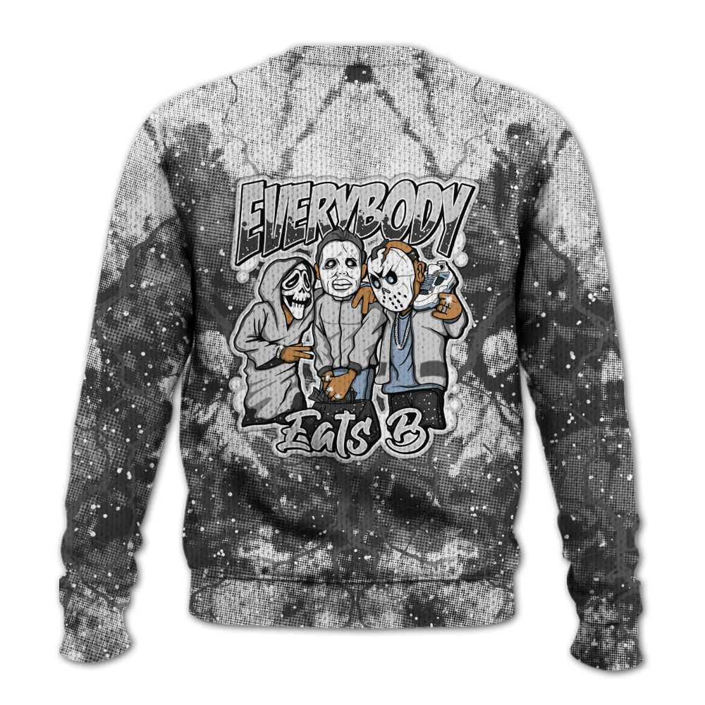 Knitted Sweater To Match Reverse Black White 6s - Everybody Eatin B Graphic Halloween