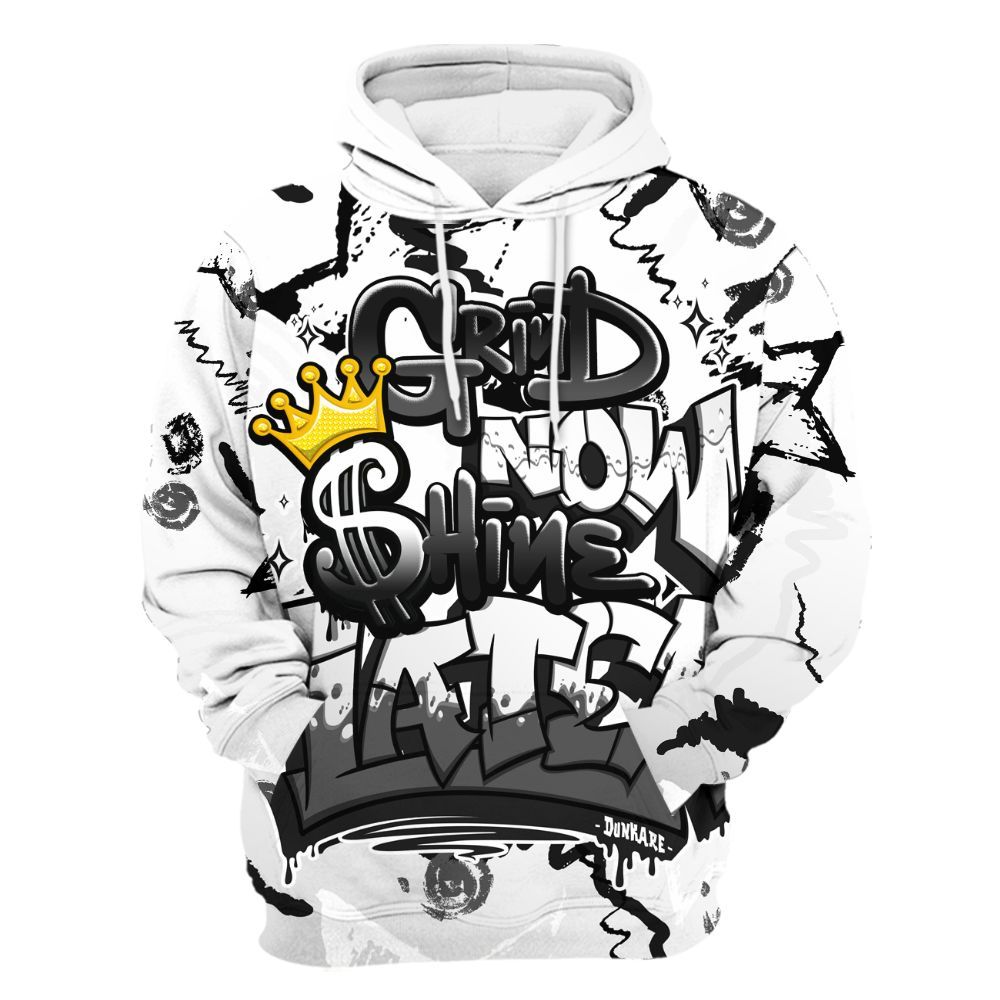 Hoodie To Match Low Black Pack 14s - Grind Shine Later Drip All Over Print
