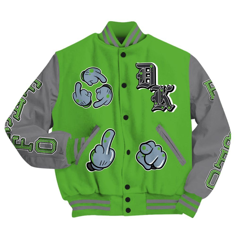 Varsity Jacket To Match Retro Green Bean 5s - F Around Find Out Graphic All Over Print