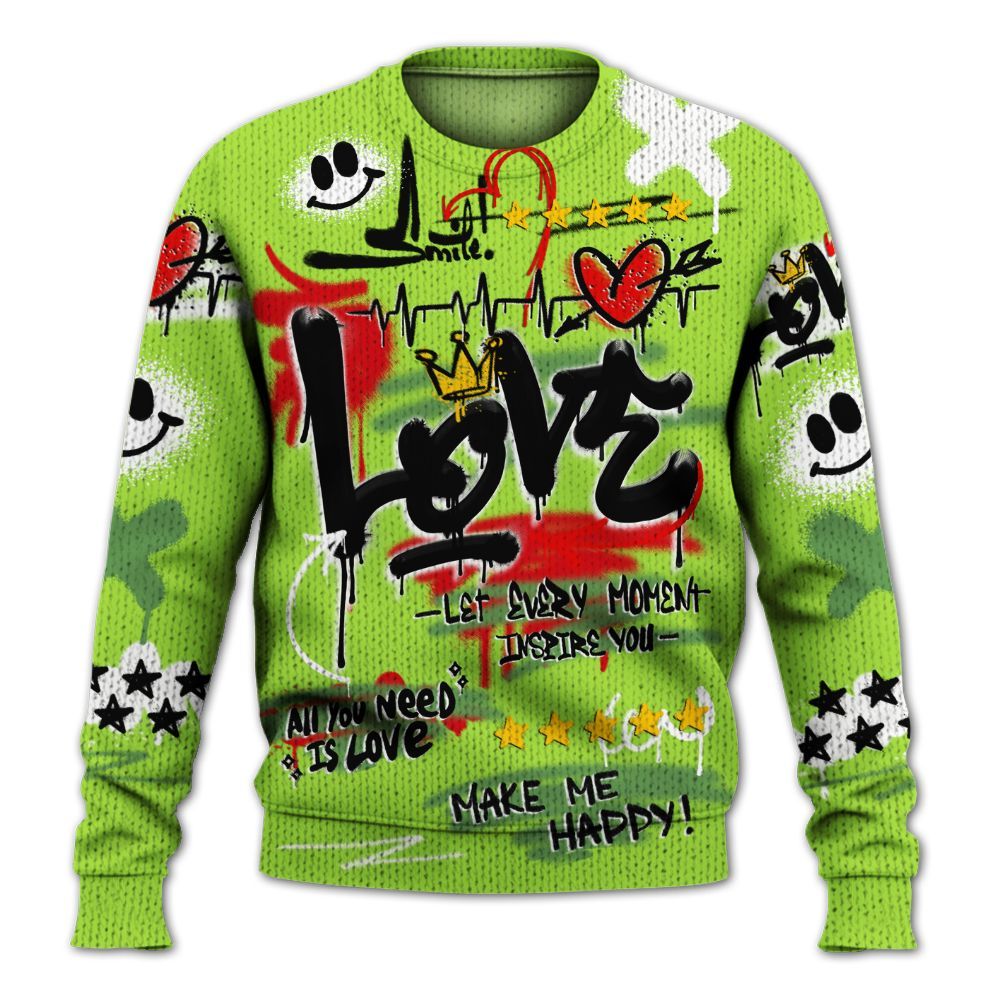 Knitted Sweater To Match Kobe 6 SE Grinch - Happy Love Beats Graffiti Streetwear