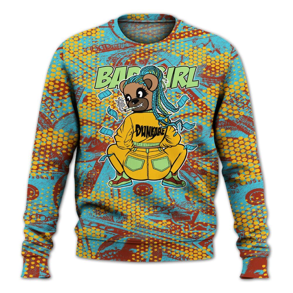 Sweatshirt To Match SB Dunk Di'Orr Greenwood - Rebellious Girl Bear Banknotes Art All Over Print