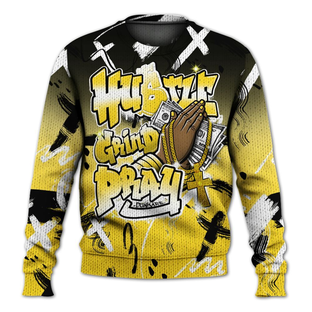 Knitted Sweater To Match Retro Thunder 4s - Money Hustle Grind Pray