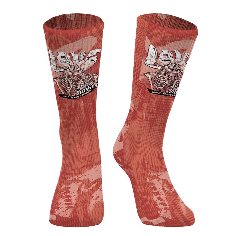 Sock To Match Dune Red 13s - Love Heart Grunge